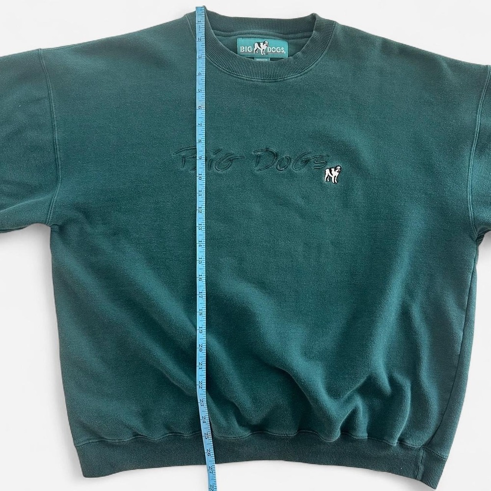 Vintage Big Dogs Crewneck Sweatshirt Forest Green Embroidered XL Mens Pullover - Picture 6 of 7